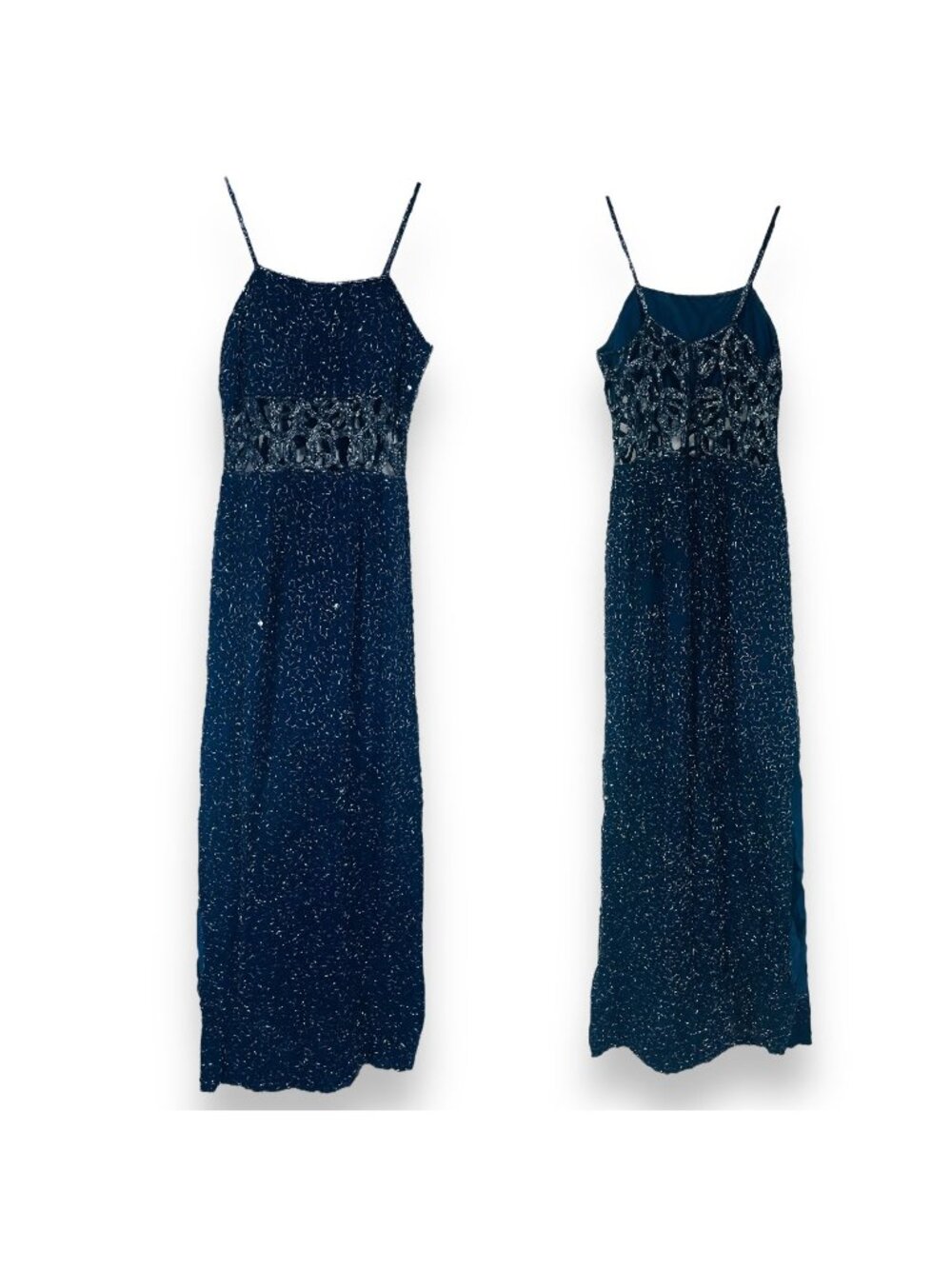 Vintage Sean Collection 90s Y2K Silk Fully Beaded Formal Prom Gown Dress XS